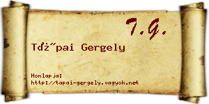 Tápai Gergely névjegykártya