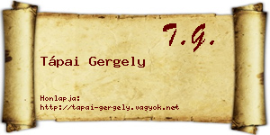 Tápai Gergely névjegykártya